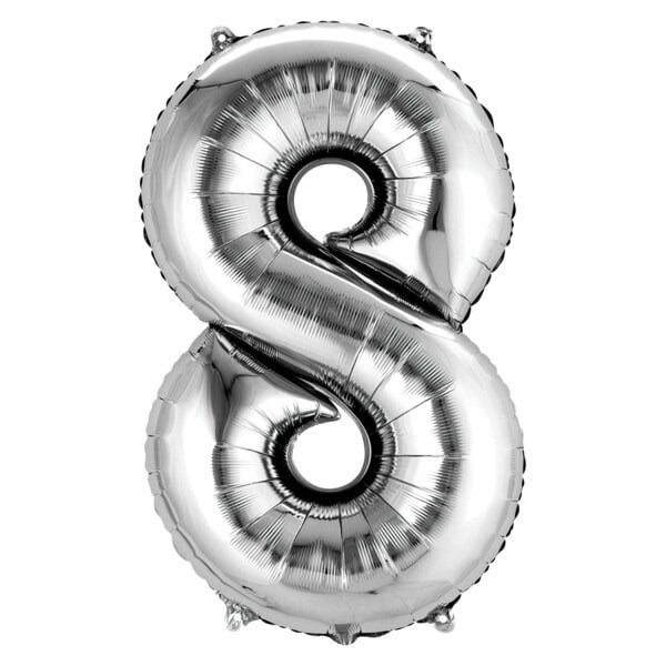 Aerial Bouquets Number 8 Balloon - Silver