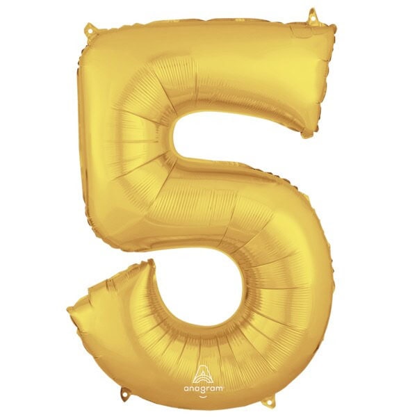 Aerial Bouquets Number 5 Balloon -Gold