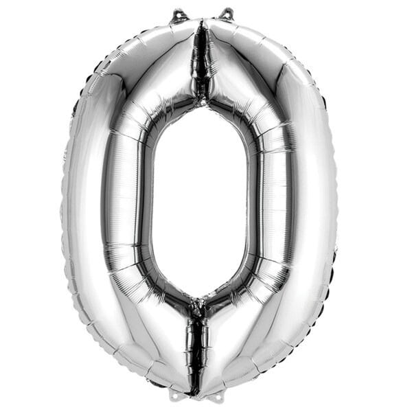 Aerial Bouquets Number 0 Balloon - Silver