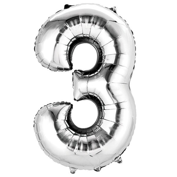 Aerial Bouquets Number 3 Balloon - Silver