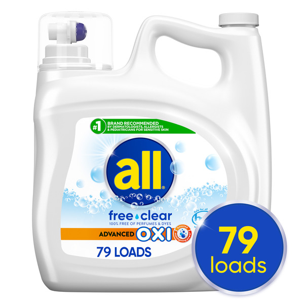 All Liquid Laundry Detergent, Free Clear, OXI, 141 fl oz, 79 Loads
