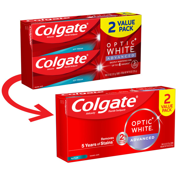 Colgate Optic White Advanced Teeth Whitening Toothpaste, Icy Fresh