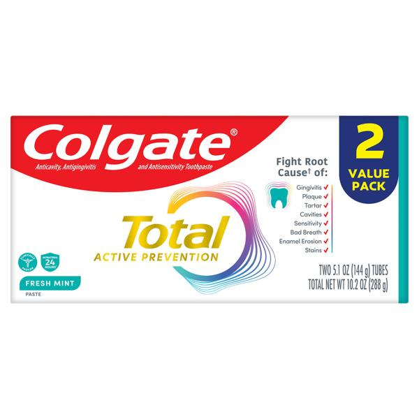 Colgate Toothpaste, Fresh Mint Stripe, Gel, 2 Value Pack